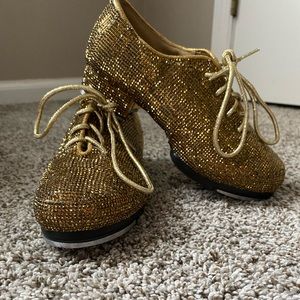 Gold Rhinestone Tap Shoes